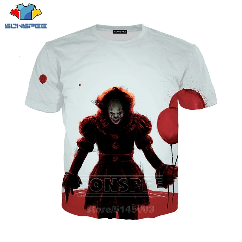 12 It Chapter Two футболка Летняя для мужчин женщин Свитшот Pennywise 3D принт модный короткий рукав хип хоп Топ пуловер с круглым вырезом C063-05 - Цвет: 12