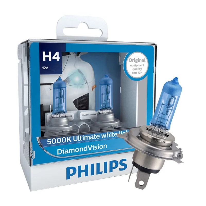 Philips Diamond Vision H1 H4 H7 H8 H11 9005 9006 HB3 HB4 12V DV 5000K холодный белый светодиодный светильник автомобильные галогенные лампы головного светильник противотуманная фара, X2