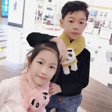 Детский шарф, кольцо, шейный платок, искусственный мех, зимние теплые шарфы для девушек, милая панда, шарф из пашмины, меховой воротник