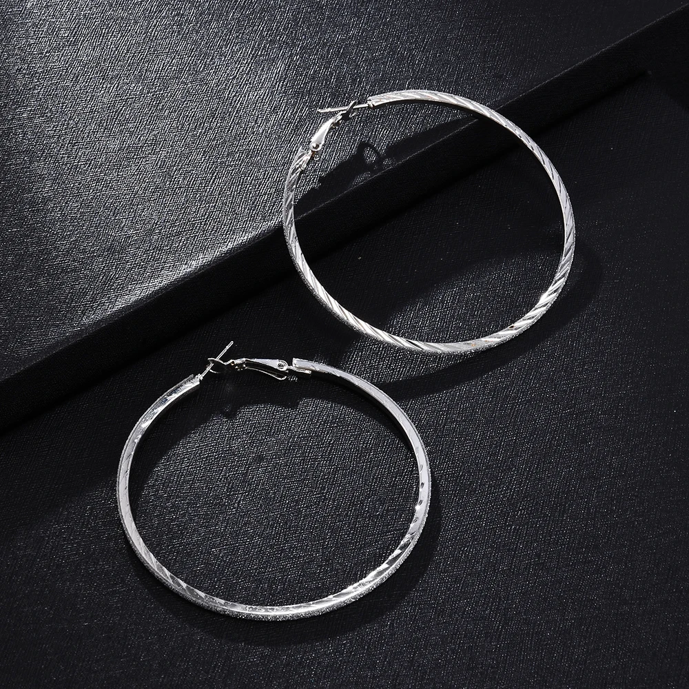 6CM Gold/Silver Hoop Earrings Round Dangle Big Earring Crystal Diamante Jewelry Women Pendientes ER923