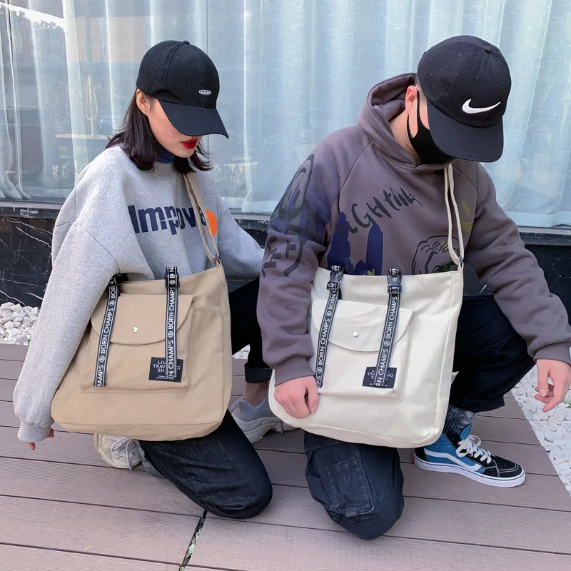 

2020 Spring New Style Canvas Bag Fashion Cool Wind Large Capacity Shoulder Bag Women's Korean-style Versatile LOVER'S Bag