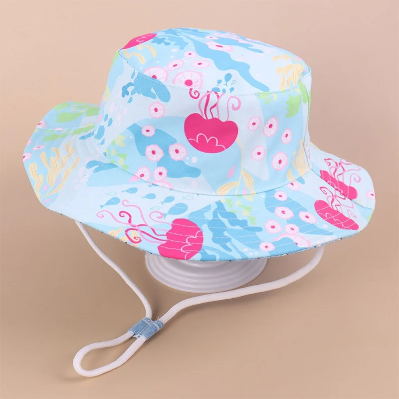 Silicone Anti-lost Chain Strap Adjustable  Spring Summer Baby Bucket Hat For Children Cartoon Animal Fisherman Cap Boys Girls Cotton Breathable Autumn Outdoor Sun Hats crochet baby accessories Baby Accessories