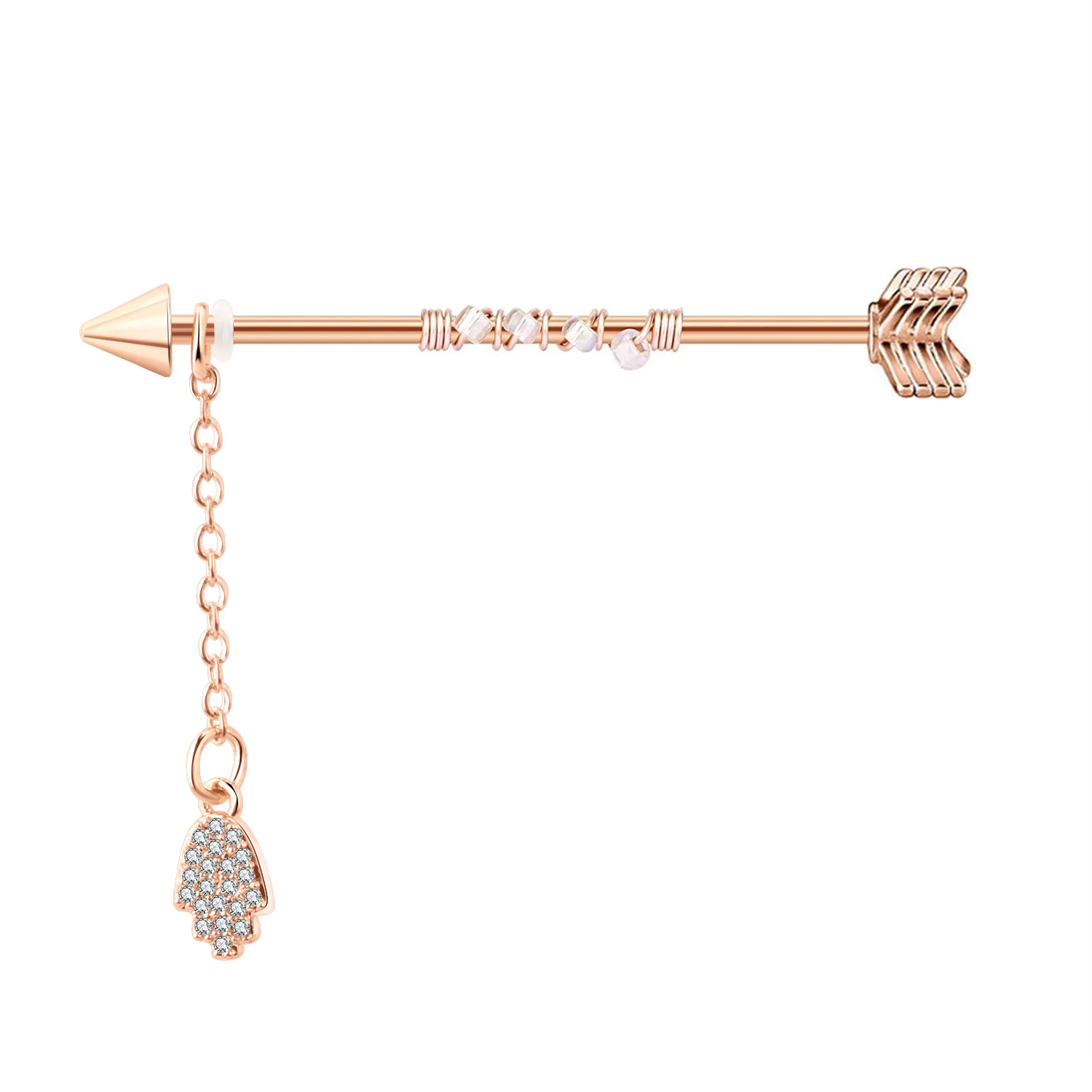 14G 1.6*38mm CZ Industrial Piercing Earrings Barbell Ear Cartilage Helix-Conch Piercing Bar Stud Body Jewelry Tragus Dangle