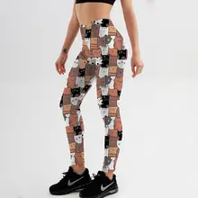 

Spandex Cute Elasticity Workout Leggings Women Printed Cartoon Funny Comic Cat Leggings Push Up Pants