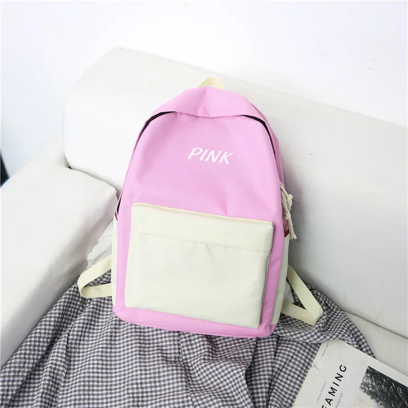 

School Bag Women's Korean-style Campus Junior High School High School College Student Backpack Simple Canvas Backpack Harajuku F