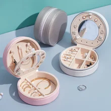 

New Round Jewelry Box Earrings Creative Multi Layer Portable Jewelry Storage Box Women's Earrings Ring Jewelry Box