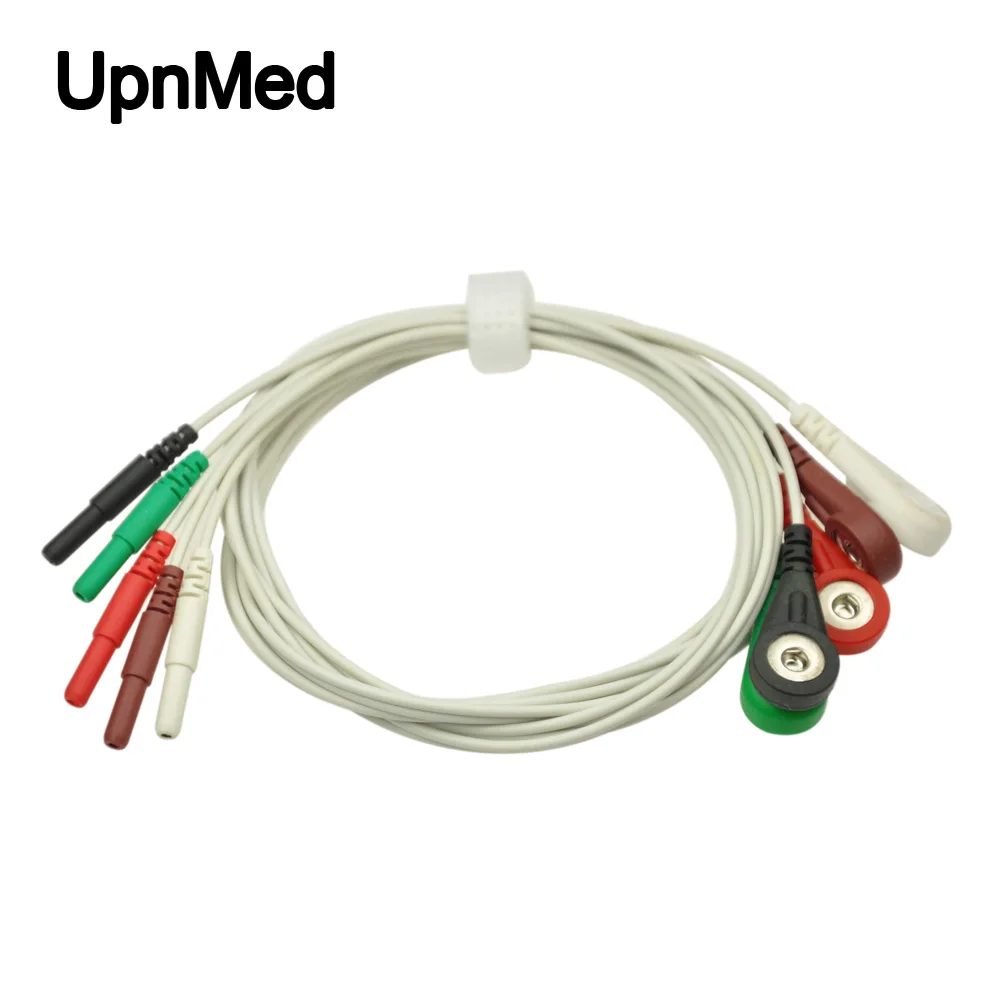 Совместимость Din 1,5 мм Holter 5 свинец ECG свинцовый набор, стандарт IEC/AHA, оснастка - Цвет: Белый