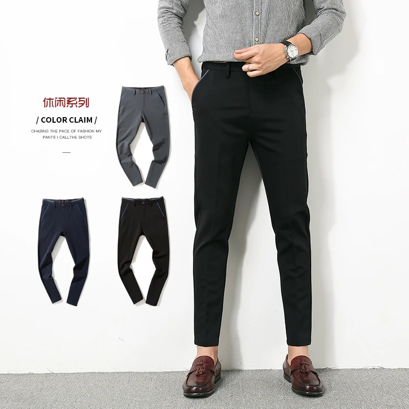 Стильное мужское платье Формальные укороченные брюки Slim Fit костюм Деловые брюки карандаш брюки D90