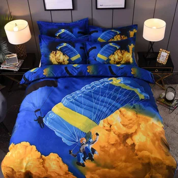 

2/3PCS 3D Cotton Skeleton Duvet Cover Sets Bedroom Decor Polyester Home Bedding Set High Quality Skydiving Pattern Bedding Set