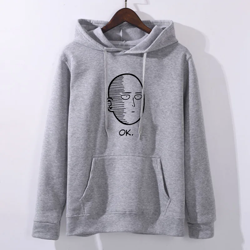 Light grey 2 Аниме One Punch man Saitama Толстовка Oppai толстовка с капюшоном Толстовка Косплей Костюм Новинка - Цвет: Light grey 2