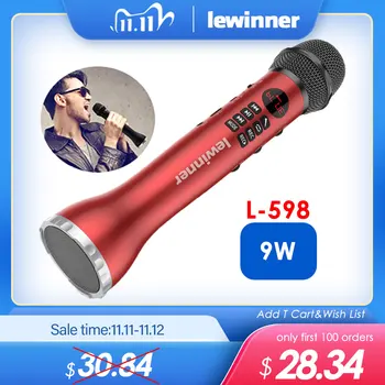 

Lewinner Wireless Microphone Handheld Karaoke Bluetooth Speaker LED Display Screen TF Card Singing Recorder Sing Anywhere Anytim
