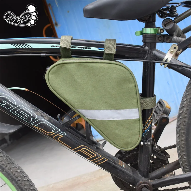 Outdoor Waterproof Canvas Bicycle Triangle Bag Support Car Beam Package Saddle Bag Mountain Bike Tool Ride Luggage