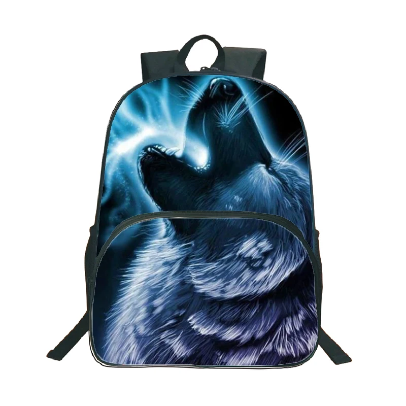 16 дюймов школьный рюкзак для мальчиков и девочек, школьные сумки для ноутбука, рюкзаки с 3d принтом волка, рюкзак Bolsas Escolares Femme Hombre - Цвет: 167-ff-11201