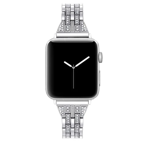 Алмазный ремешок для apple watch, 38 мм, ремешок, 40 мм 42 44 мм наручных часов iWatch, ремешок apple watch series 5/4/3/2/1 металла ювелирное изделие, цепочка, ожерелье, браслет - Цвет ремешка: silver