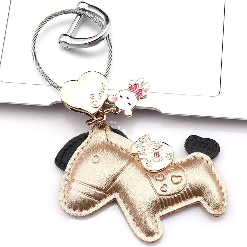 

New Fashion Pony buckle Car Key Holder Key Chain Key Ring Creative Gift Cute Small Horse Keychain Auto Accessories For man&women
