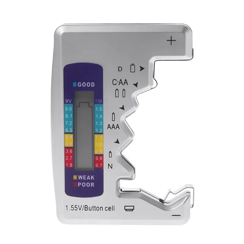 

Digital Battery Tester Battery Capacity Detector For C/D/N/AA/AAA/9V 6F22 Batteries /1.55V button cell A69D
