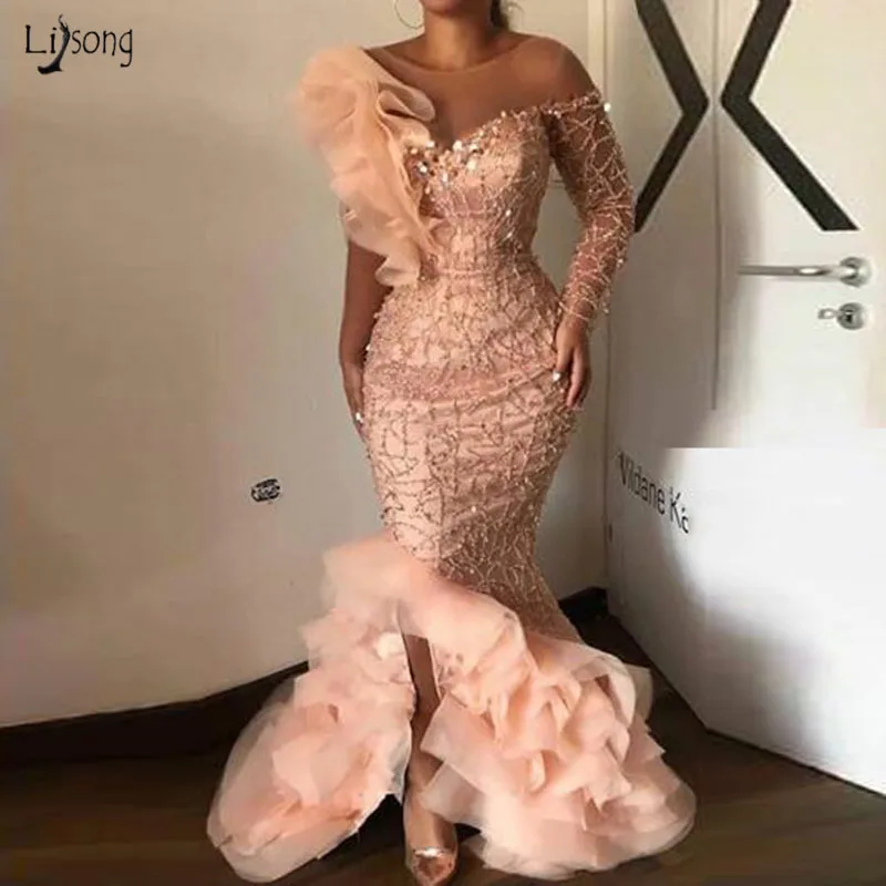 Мода с блестками и бисером вечерняя Вечерние Платья Vestidos Largos элегантное вечернее