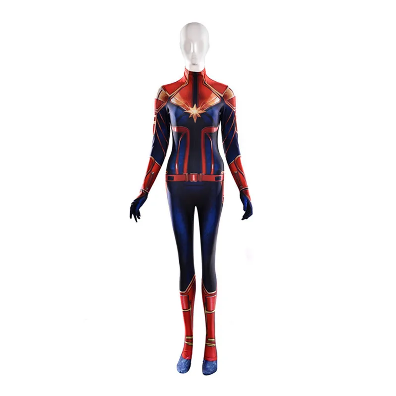 Фильм Марвел Капитан косплей костюм Carol Danvers мстители супергерой зентай боди костюм Хэллоуин женский костюм дети