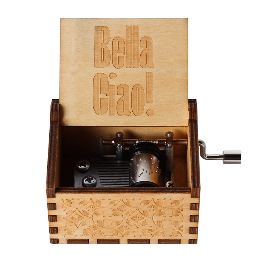 Small Wooden Hand Crank Music Box Creative Decor Gifts for Birthday Christmas 