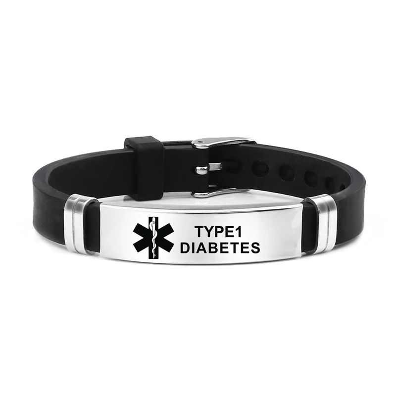 Laser Engraved Diabetes Medical Alert ID Bracelet - Adjustable Emergency Wristband