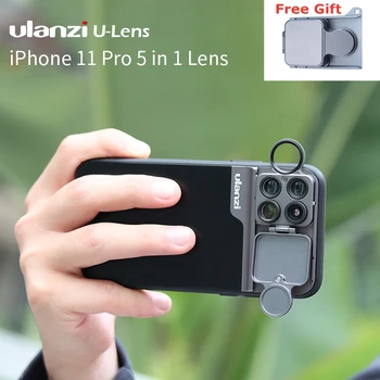 

Ulanzi 5 in 1 Phone Lens Muti Lens for iPhone 11/Pro/ Pro Max 10X 20X Macro Lens Telephoto Lens Fisheye Lens with Phone Case
