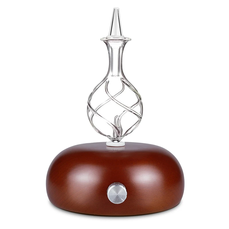 Dark wood grain Эфирные масла диффузор дерево и стеклянный рассеиватель для ароматерапии ароматический увлажнитель воздуха Fogger с 7 цветов светодиодный свет для дома - Цвет: Dark wood grain