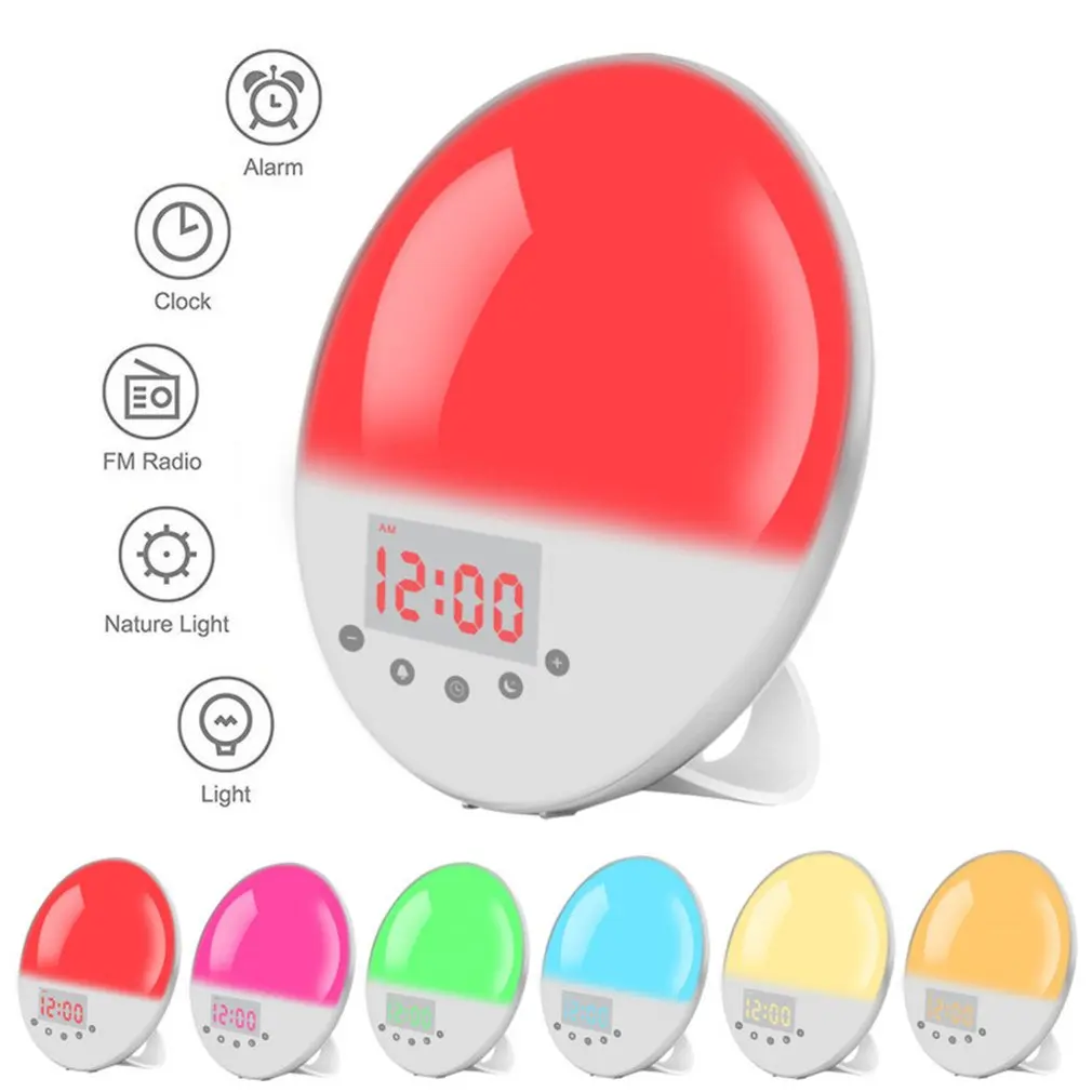 

USB Creative Natural Wake-up Light Alarm Clock Analog Sunrise And Sunset Sleep Music Light Led Colorful Night Light