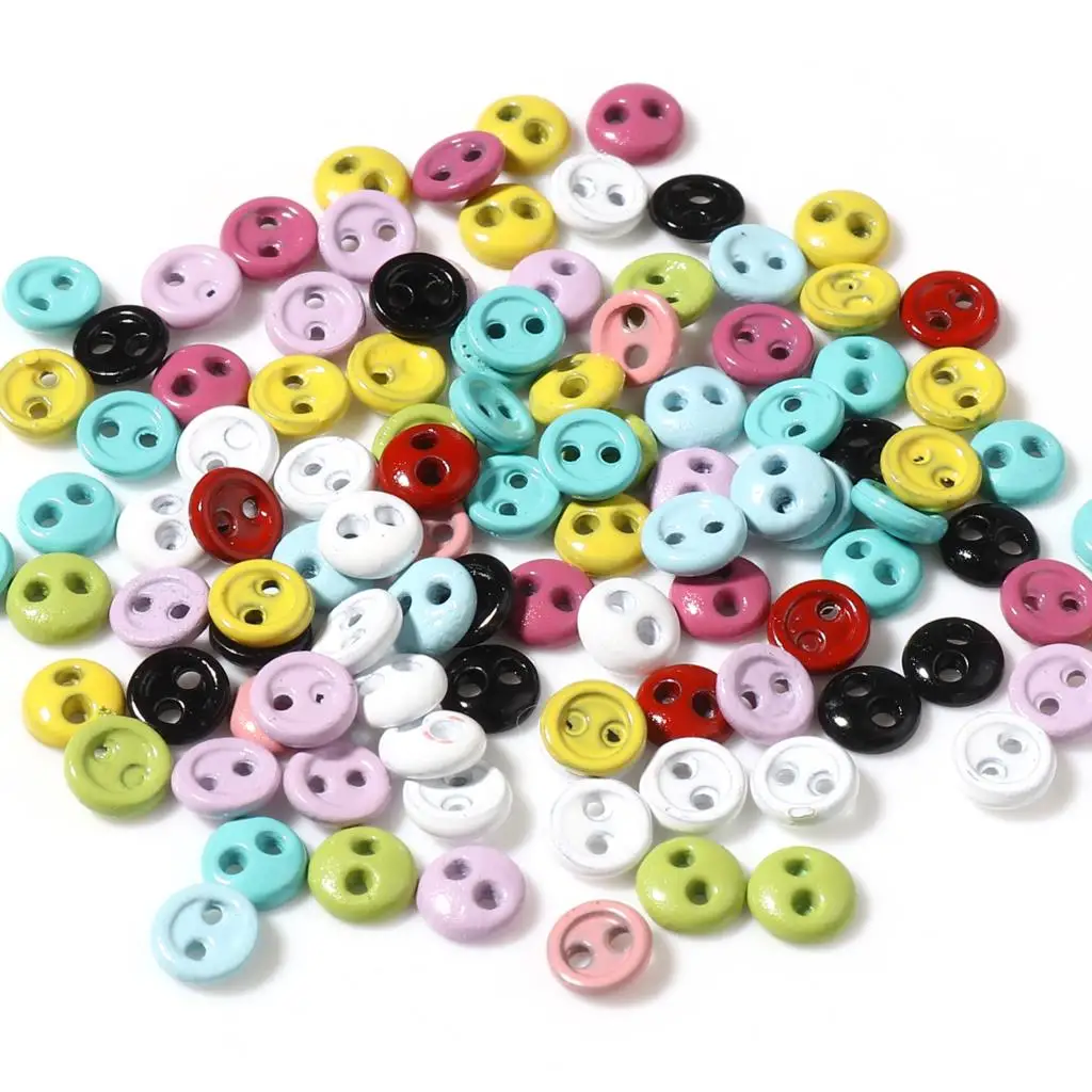 50 mini bottoni rotondi, 4 mm, multicolore, mini bottoni rotondi