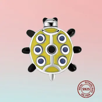 

925 Sterling Silver Sea Turtle Bead Original Design Animal Turtle Enamel Charms Fit Necklace Pendant DIY Jewelry Making Bracelet