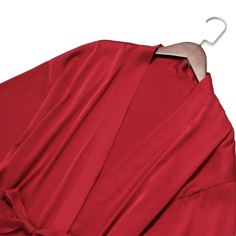 Осень стиль шелковые пижамы женские из двух частей Халат модный и сексуальный V образным вырезом Женская домашняя одежда повседневное Ночное платье Халат