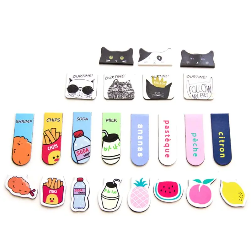 

2Pcs Cartoon Metal Magnetic Bookmarks Note Memo Stationery Book Mark