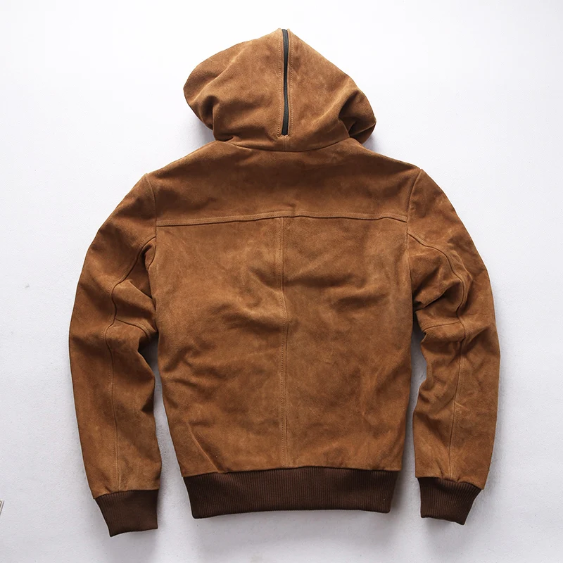 Hot Product 1939 Read Description! Asian size men's cow leather jacket mens genuine cowhide leather vintage hoodie jacket