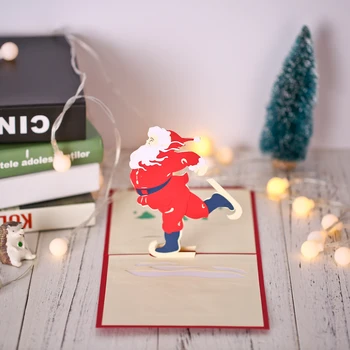 

New 3D Pop Up Christmas Card with Envelope Christmas Gift Angel/Castle/Reindeer/Bell/Santa Laser Cut Envelope Postcard Greeting