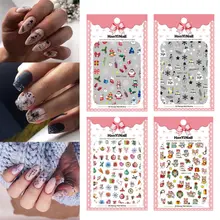

3D Snowman Deer Christmas Nail Sticker Santa Claus Pattern Nail Decals Manicure Tips Tool Geometry Snowflake Nail Decor
