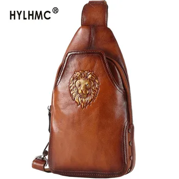 

Genuine Leather Chest Bag Men's Shoulder Bag Messenger Bag Fashion Casual Small Back Pack Trend Cowhide New Vintage Soft Men