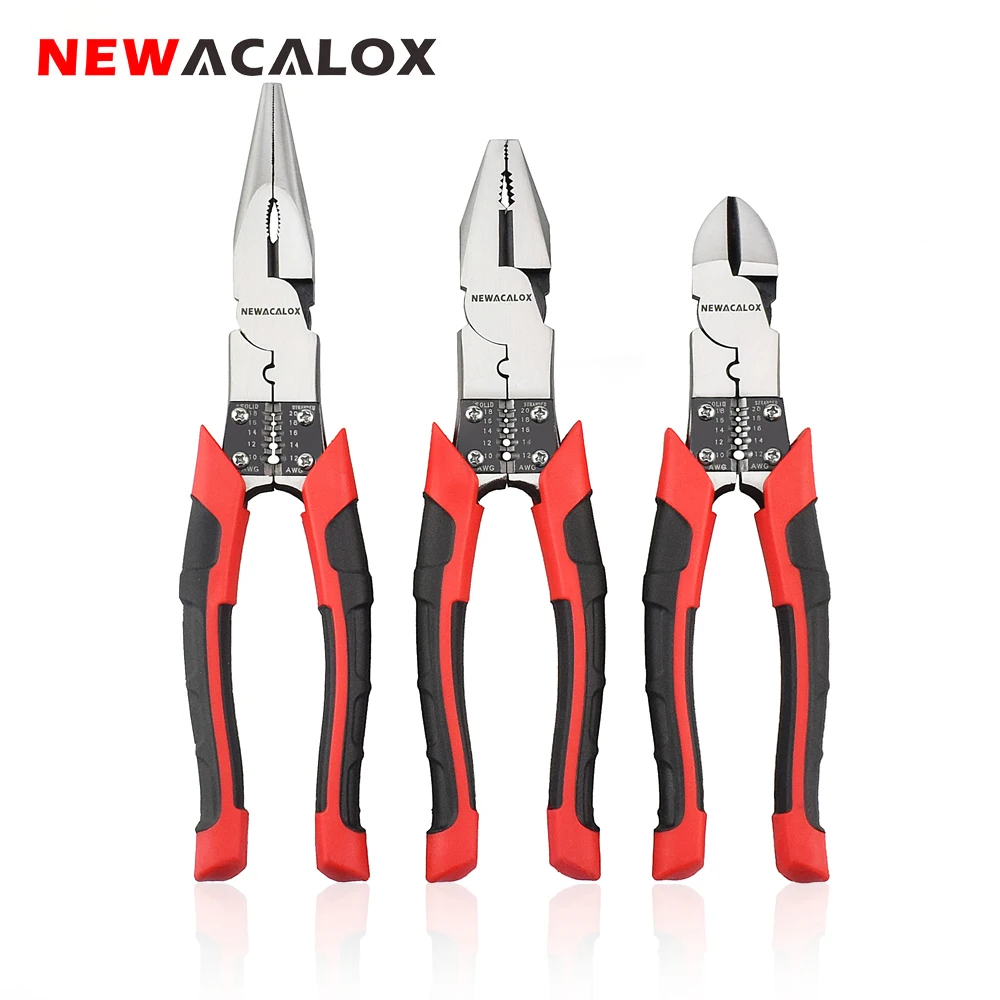 Vente NEWACALOX 8 outils professionnels multifonction fil pinces ensemble décapant pince à sertir aiguille nez pince bijoux outils diagonale