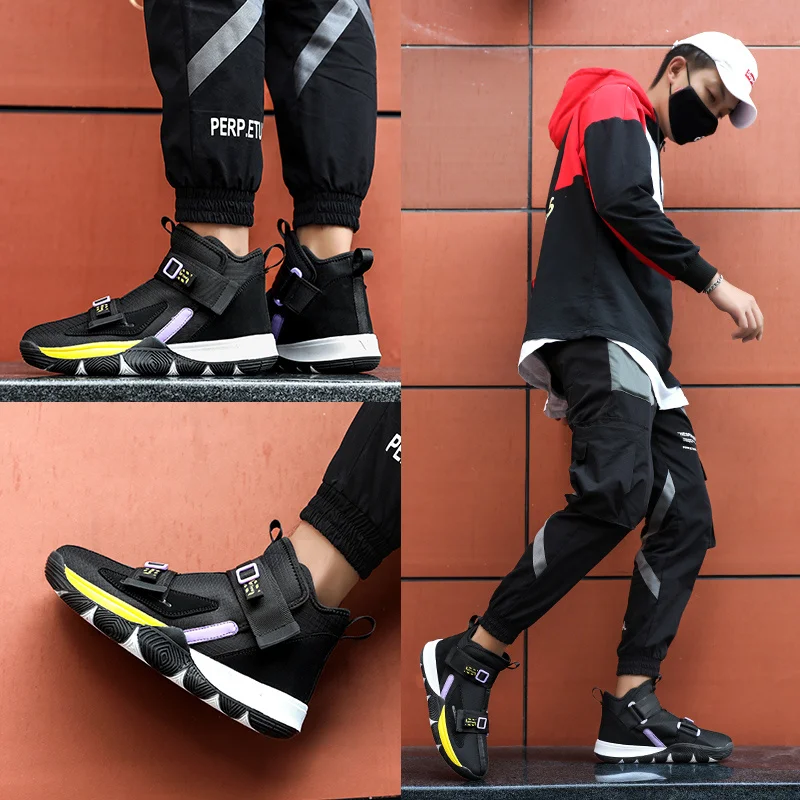 Новинка; Модные Цветные дышащие баскетбольные кроссовки Lebron 13 без шнуровки; мужские баскетбольные кроссовки на лодыжке; опорное кольцо; LBJ 13; мужские баскетбольные кроссовки