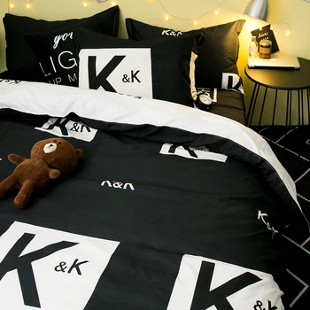 

Northern European-Style Linen Denim Men's Quilt Cover Dormitory Three-Piece Bedding Single Women's