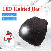 

LED Warning Light Warm Knitted Hat Winter Soft Beanie Hat For Men Women Outdoor Running Light Cap Night Running Sport Cap