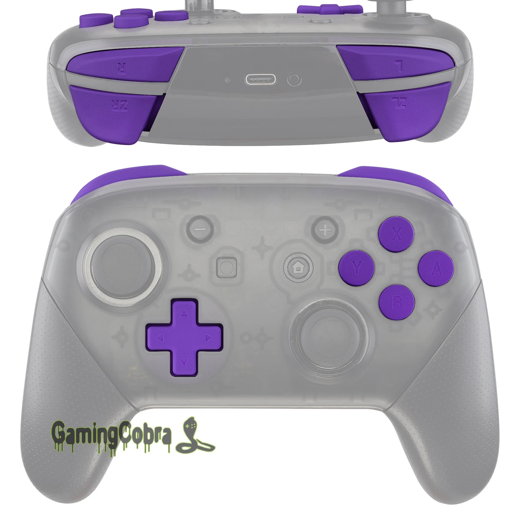 

Soft Touch Purple Repair ABXY D-pad ZR ZL L R Keys Replacement Full Set Buttons w/ Tools for Nintendo Switch Pro Controller