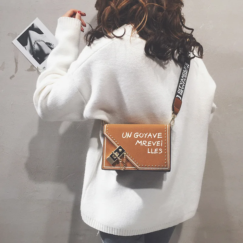 

INS Textured Bag Women's 2019 Spring New Style Hong Kong Style Retro Square Sling Bag Harajuku Crossbody Bag CHIC