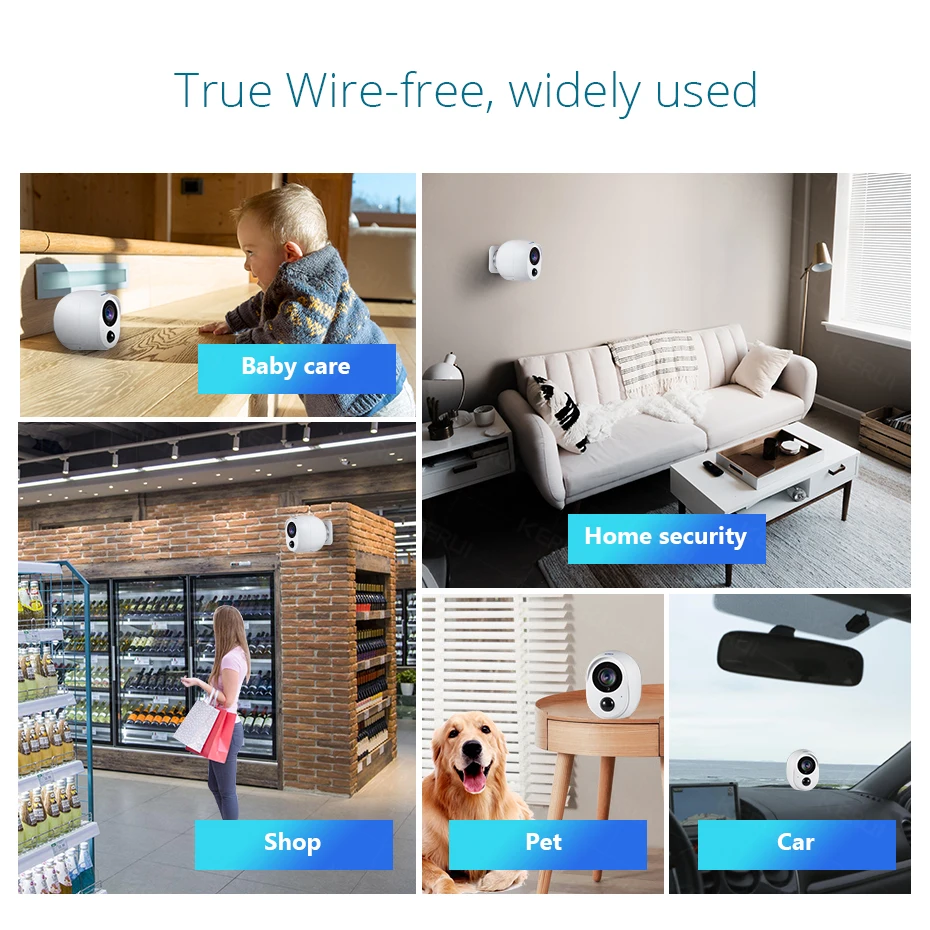 KERUI 2MP ip камера батарея наблюдения охранный монитор WiFi беспроводная CCTV PIR