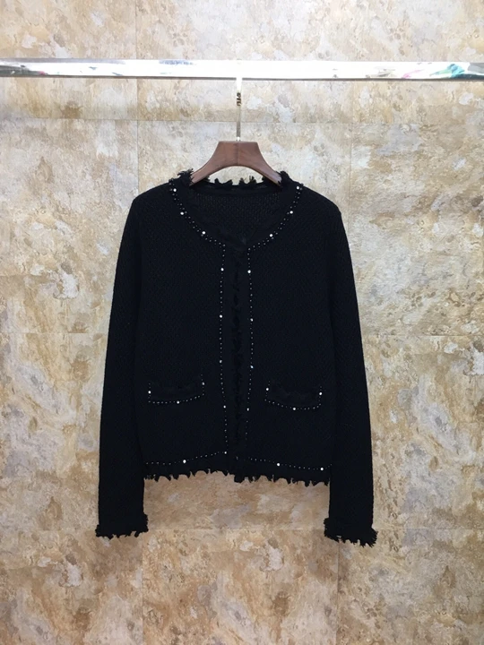 В начале осени новая салфетка для bead edge Декоративные Чистый джинсовая куртка с длинными рукавами и двумя карманами вязаные короткий жакет 1005