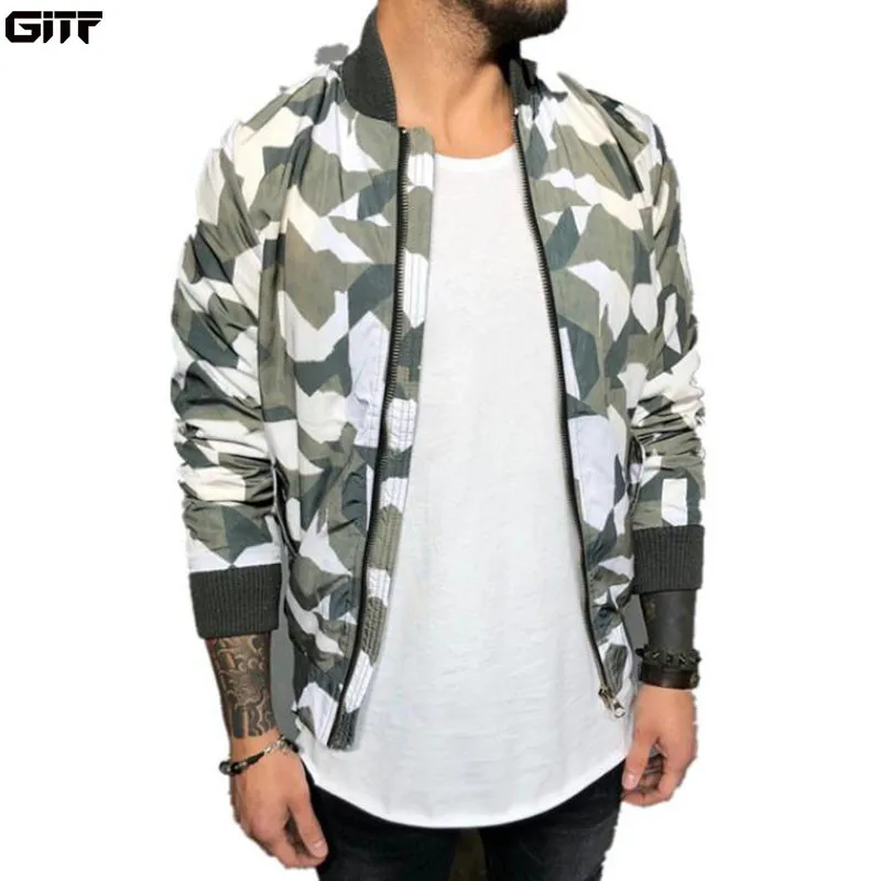 

GITF Running Jacket Men Sports Coat Fitness Long Sleeve Camouflage Zipper Slim Hiking Sweatshirts Male Gym Training Jackets