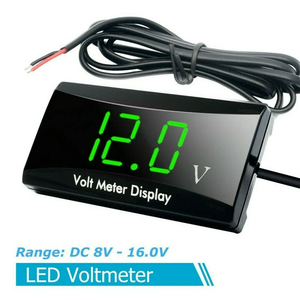 12V Mini LED Waterproof Display Voltmeter Car PC Plastic Fireproof Measuring DC Voltage from 8V to 16V Motorcycle | Инструменты