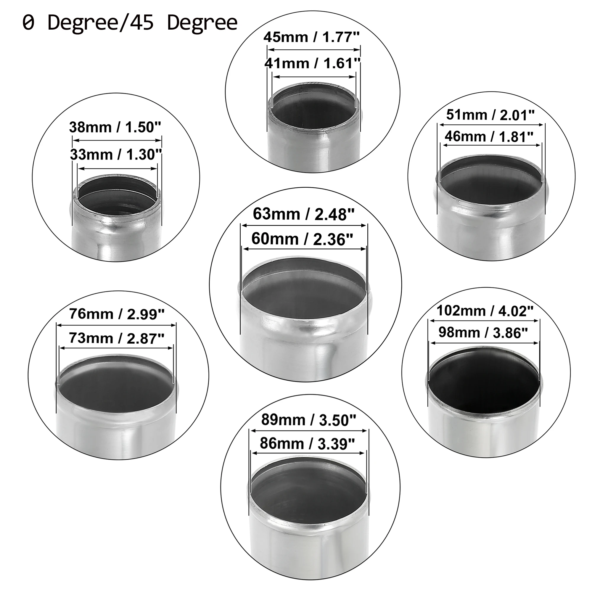 X Autohaux Aluminum Alloy Intake Tube OD 38/45/51/63/76/89/102MM Intercooler Pipe Air Tube 0 45 Degrees 300mm Long for Auto Car 2