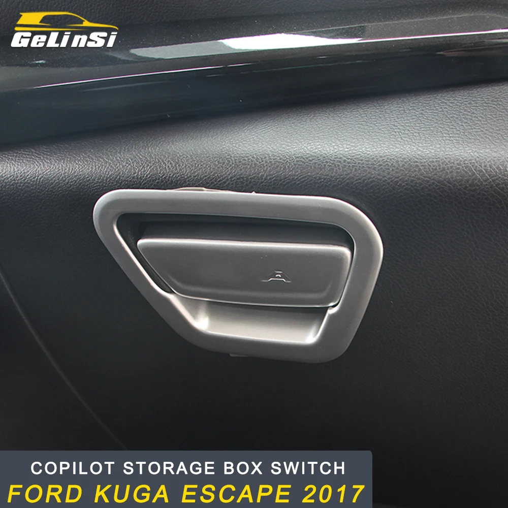 

GELINSI Copilot Storage Box Switch Cover Trim Frame Sticker Interior Accessories for Ford KUGA Escape 2017 2018