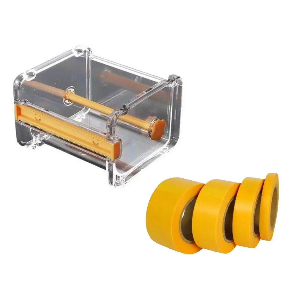 DIY Craft Painting Model Adhesive Tape Cutter with 4Pcs Paint Marking Line Curve Roll Tapes Cover 6mm/12mm/18mm/24mm New