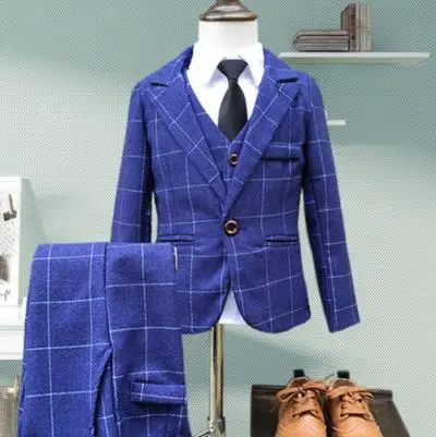 jacket vest pants Брендовая детская одежда с цветочным принтом; костюмы для мальчиков, смокинг, детский Блейзер деловой костюм-смокинг костюм для вечеринки в честь Дня Рождения, одежда 3 шт./компл. куртки, жилета и брюк - Цвет: jacket vest pants