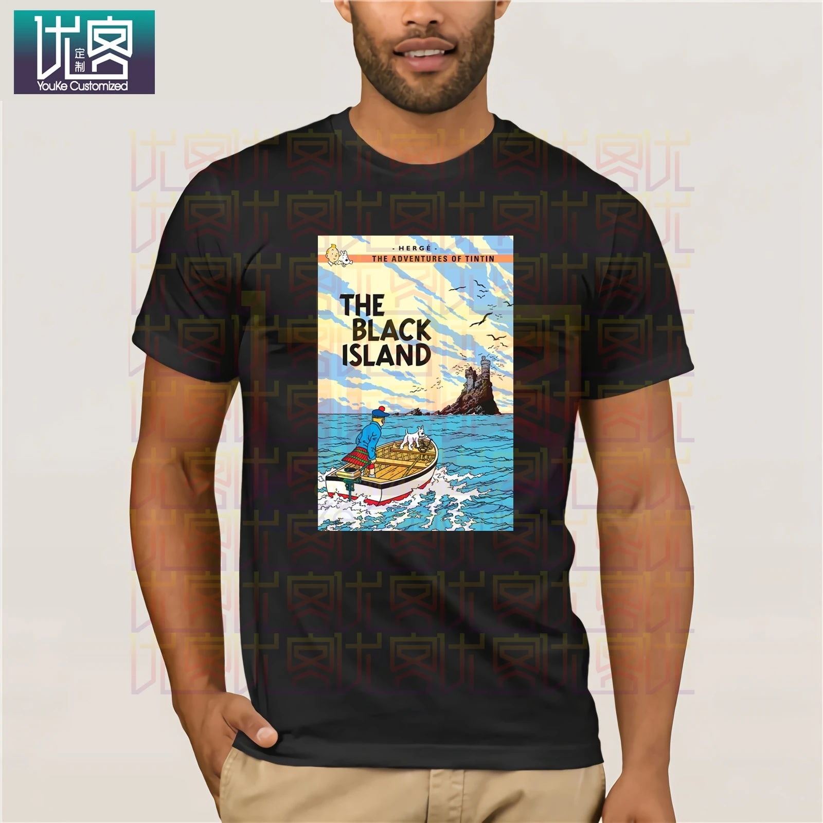 Tintin Black Island The Adventures of футболка с рисунком Приключения Тинтина повседневные